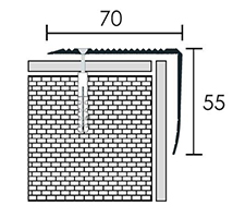 Furatos lépcsőélvédő alu 70 x 55 mm ábra