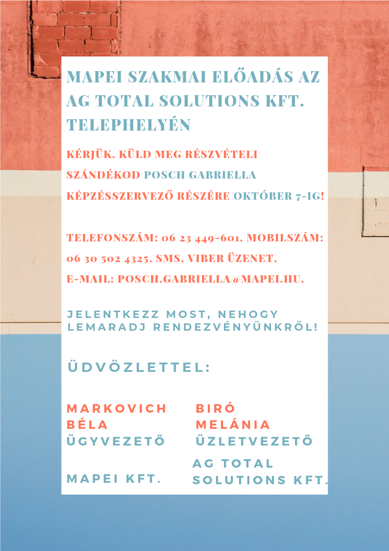 MAPEI szakmai előadás az AG Total Solutions Kft. telephelyén